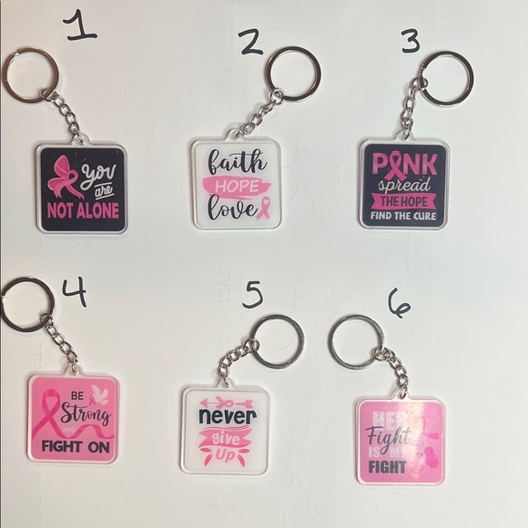 Hand Crafted Inspirational Pink Ribbon Keychains Pick 1 - Picture 4 of 11